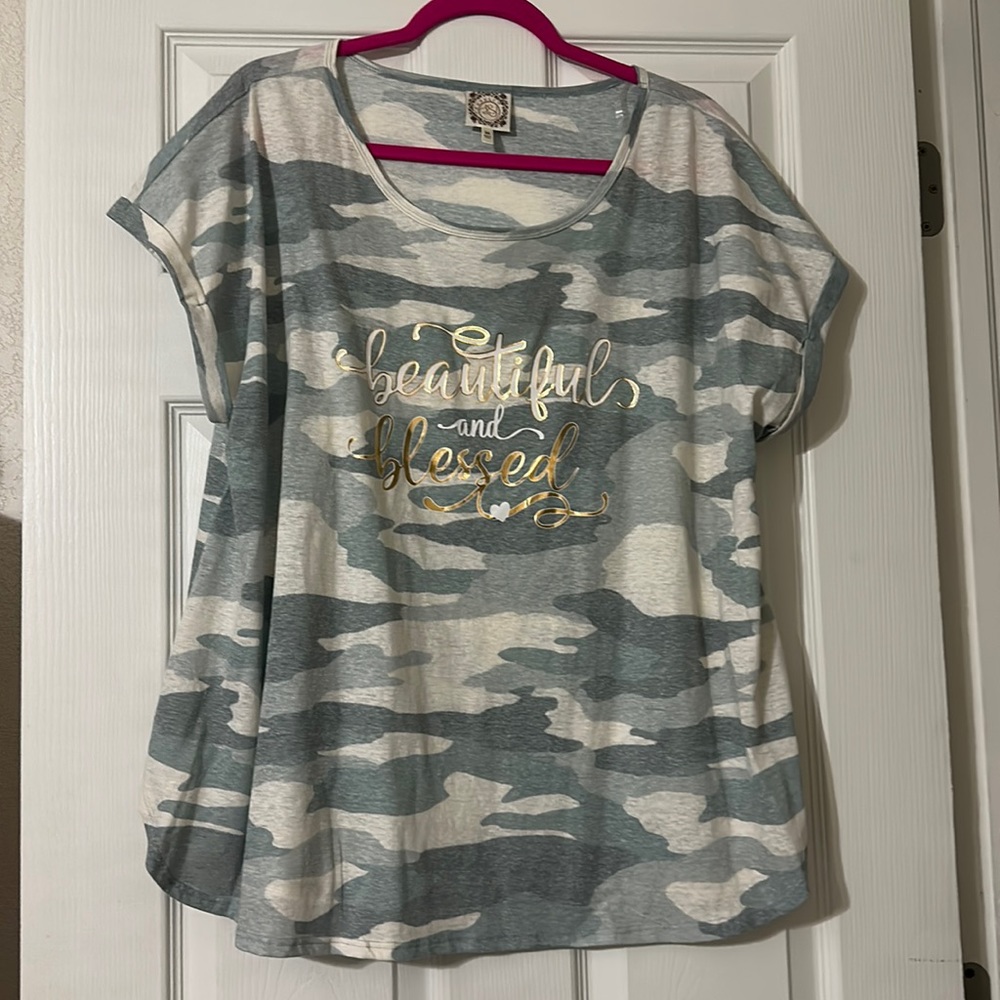 Camo tee “Beautiful and Blessed”